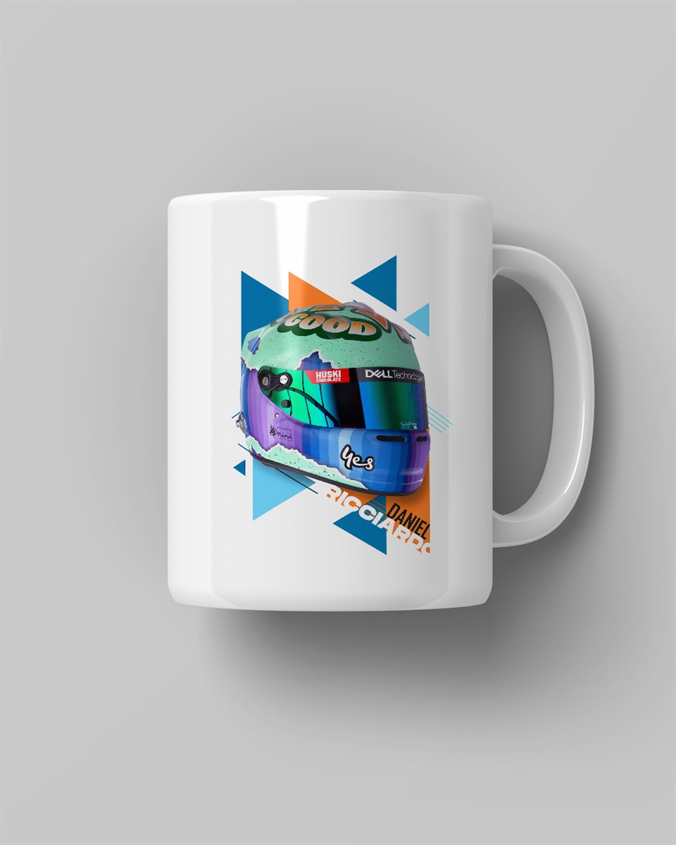 Daniel Ricciardo Kask Baskılı Beyaz Kahve Kupa Bardak