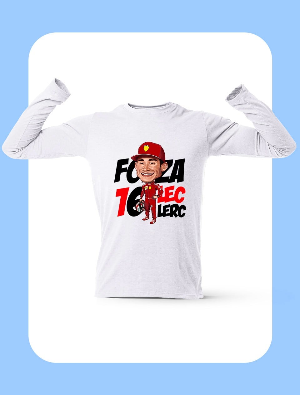Forza Leclerc Uzun Kollu Beyaz T-Shirt