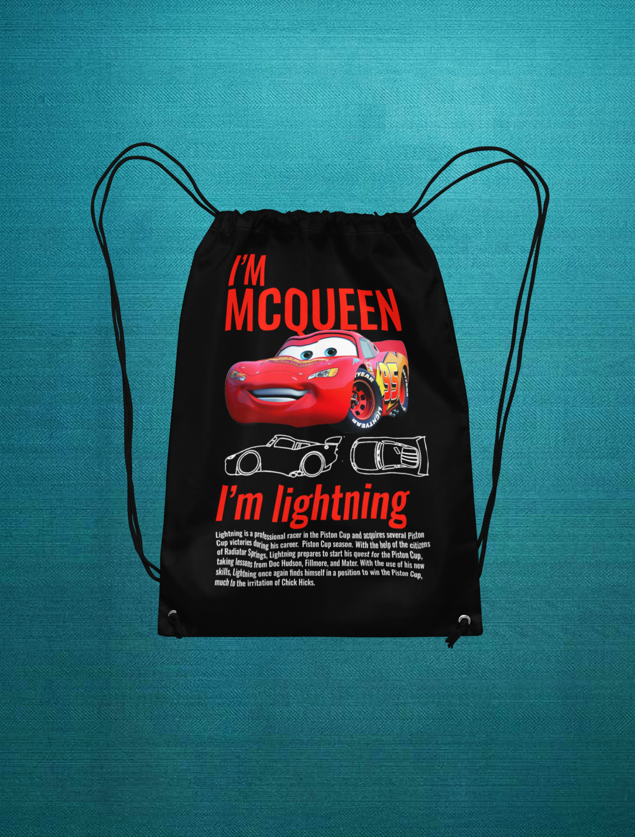 I'm MCQUEEN Büzgüllü Bez Siyah Sırt Çantası
