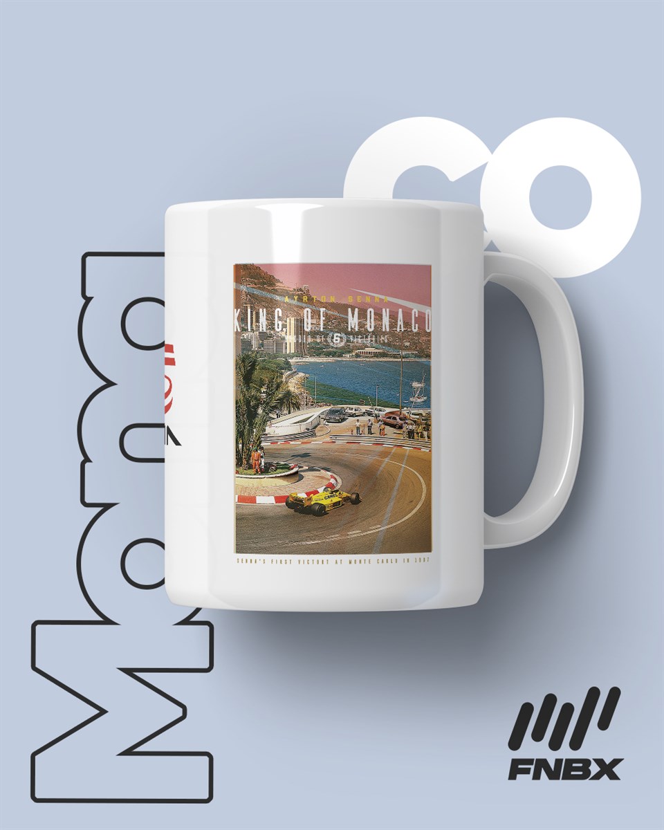 King of Monaco Ayrton Senna Baskılı Beyaz Kahve Kupa Bardak