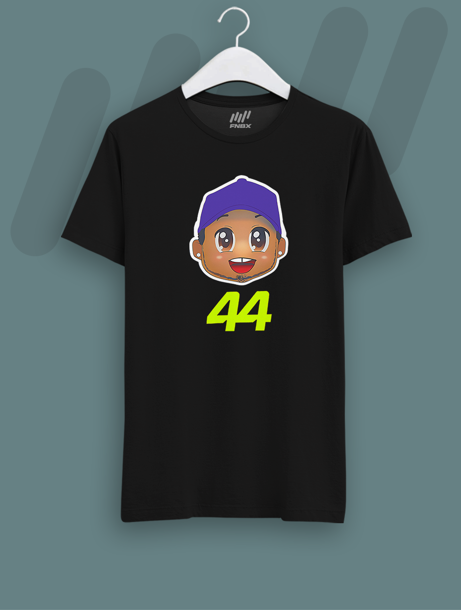 Lewis Hamilton Cartoon 44 siyah T-shirt