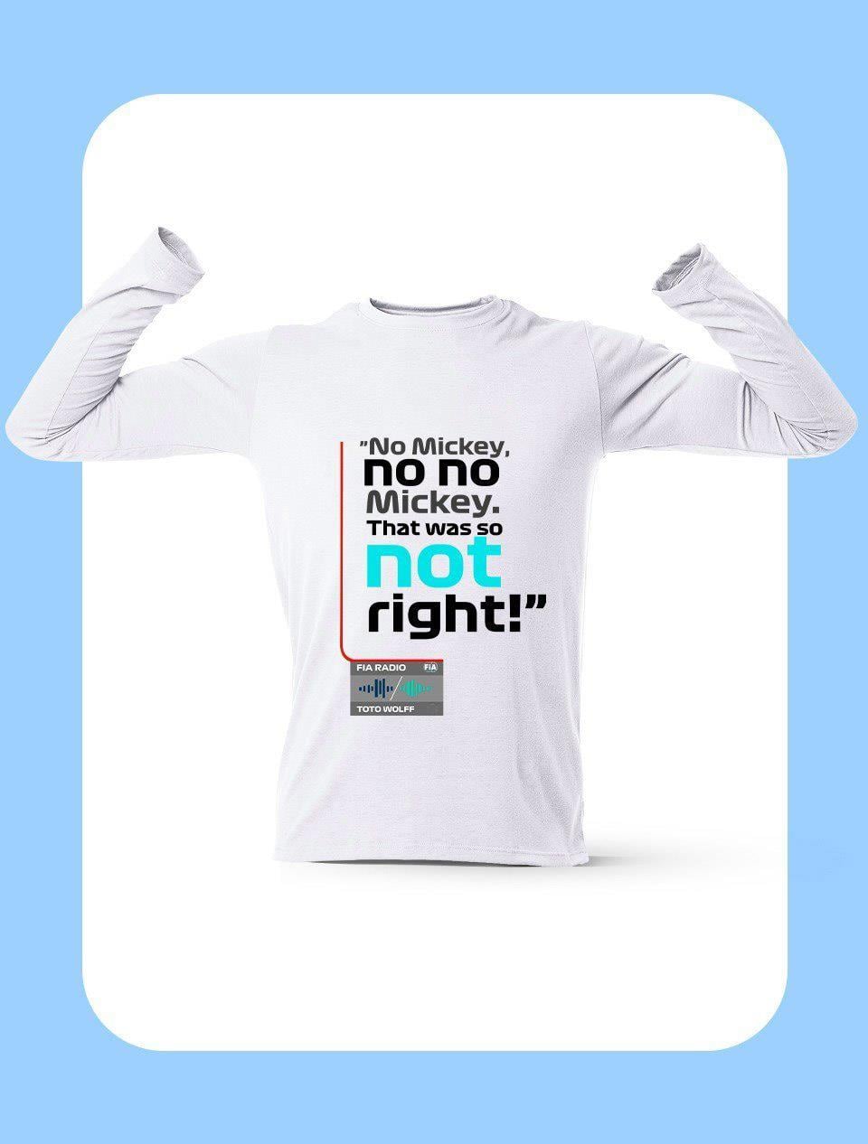 Lewis Hamilton No Mickey No No Uzun Kollu Beyaz T-Shirt