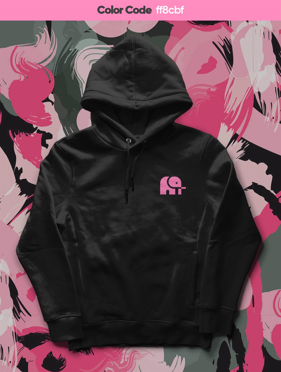 Minimal Elephant Fashion Siyah Hoodie 