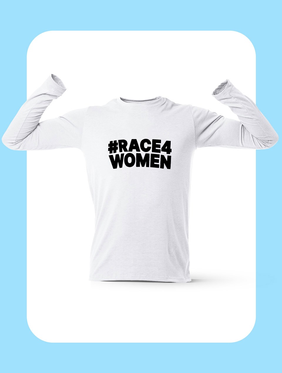 Race4Woman Uzun Kollu Beyaz T-Shirt