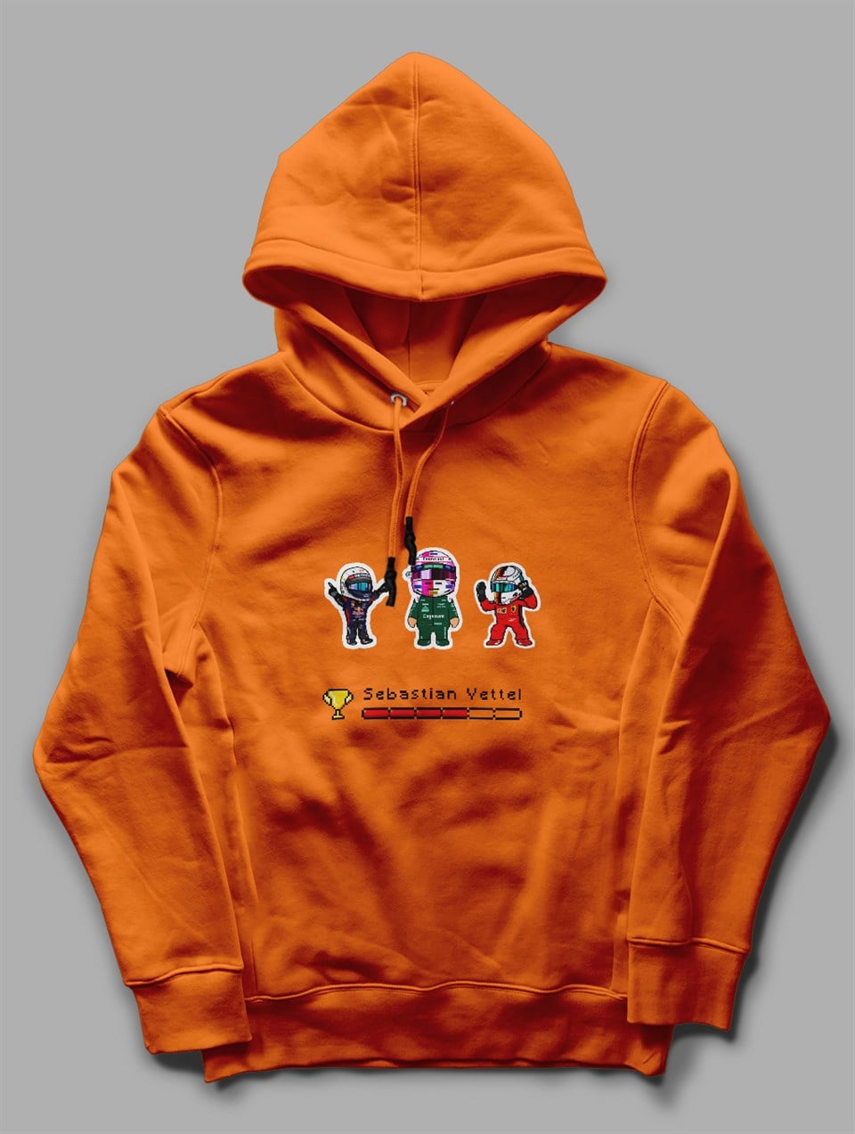 Sebastian Vettel Pixel Art Kapşonlu Turuncu Sweatshirt Hoodie
