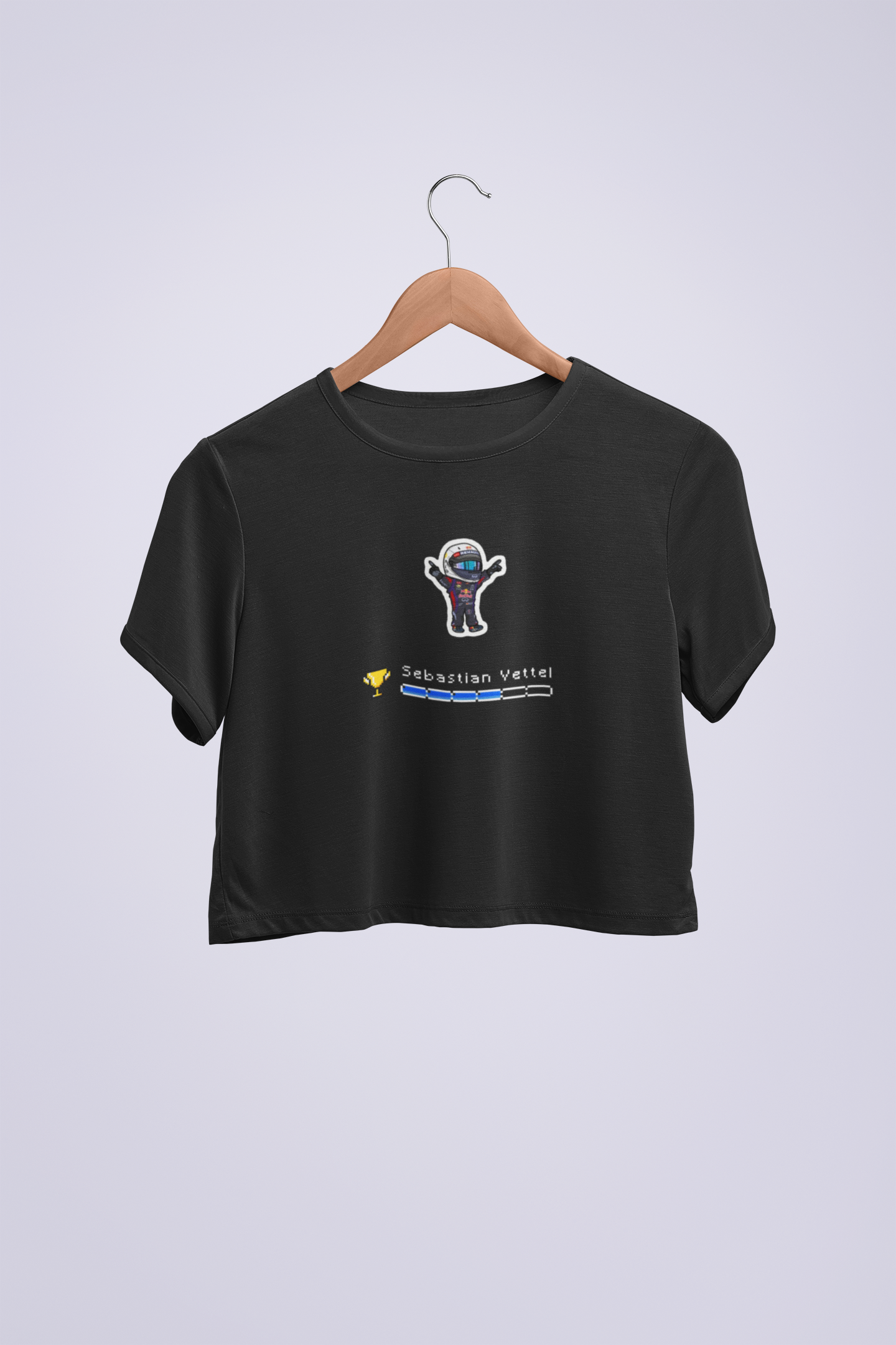 Vettel Pixel Art Siyah Crop T-shirt
