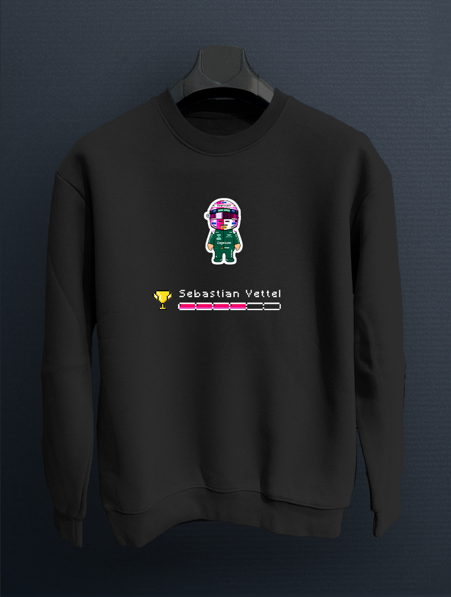 Vettel Pixel Art Siyah  Sweatshirt Kazak