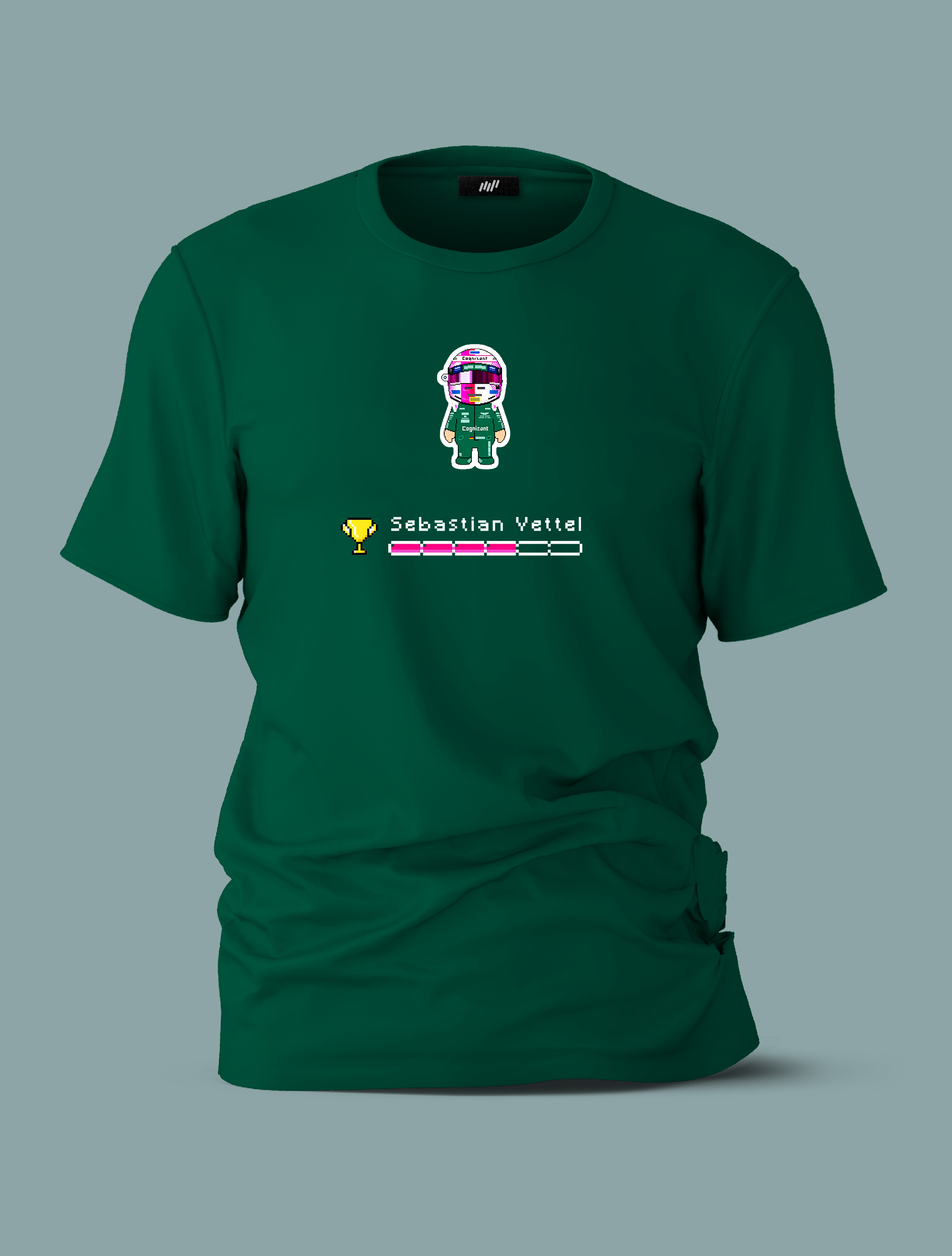 Vettel Pixel Art Yeşil T-Shirt