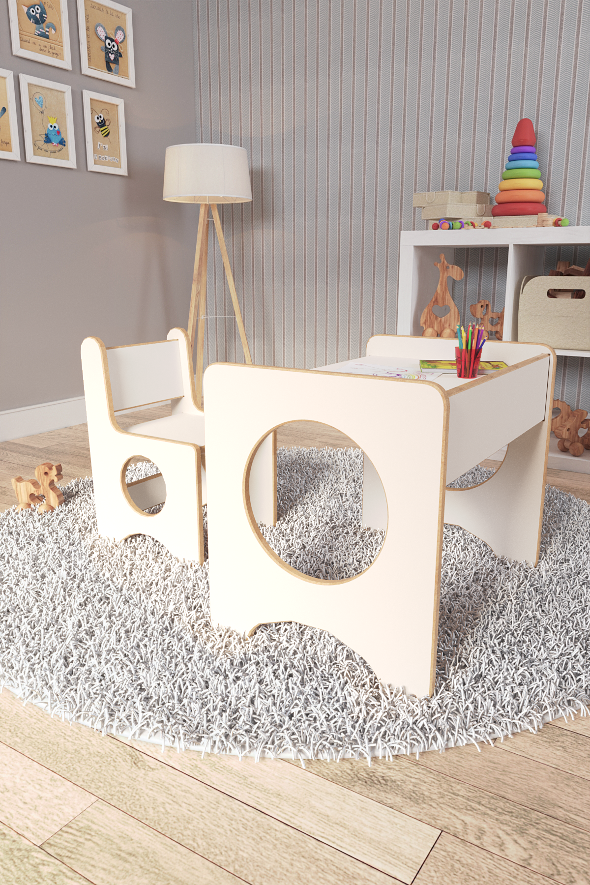  Montessori Çocuk Oyun & Aktivite & Çalışma Masa ve Sandalyesi - Sonoma