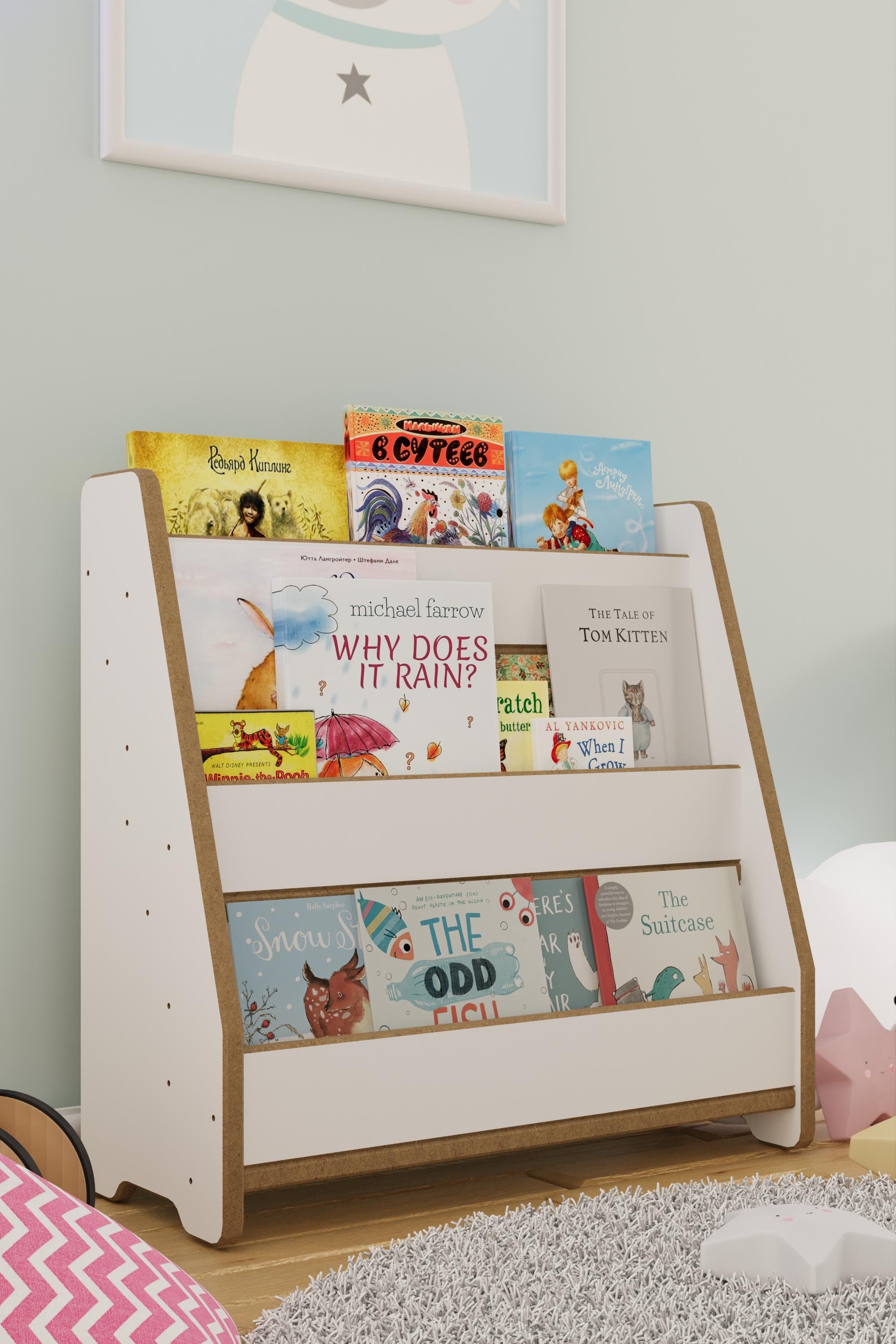 Montessori Mdf Çocuk Kitaplığı - Beyaz