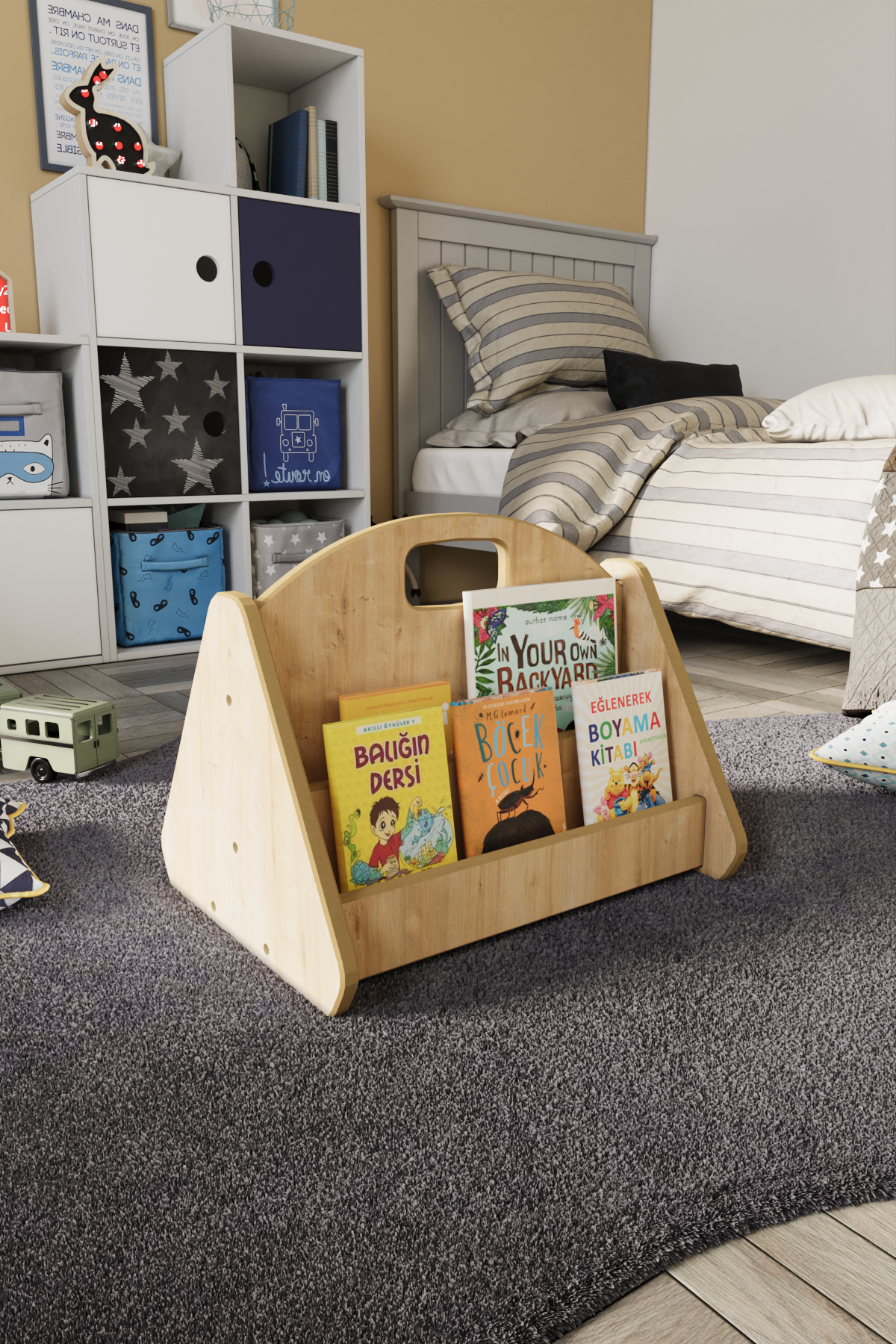 Montessori Mdf Çocuk Kitaplığı - Safir Meşe