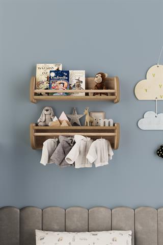 2'li Çok Amaçlı Dekoratif Duvar Rafı - Sonoma Meşe