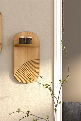 Dekoratif Duvar Rafı - Safir Meşe