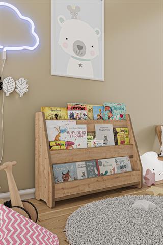 Montessori Mdf Çocuk Kitaplığı - Safir Meşe 80CM