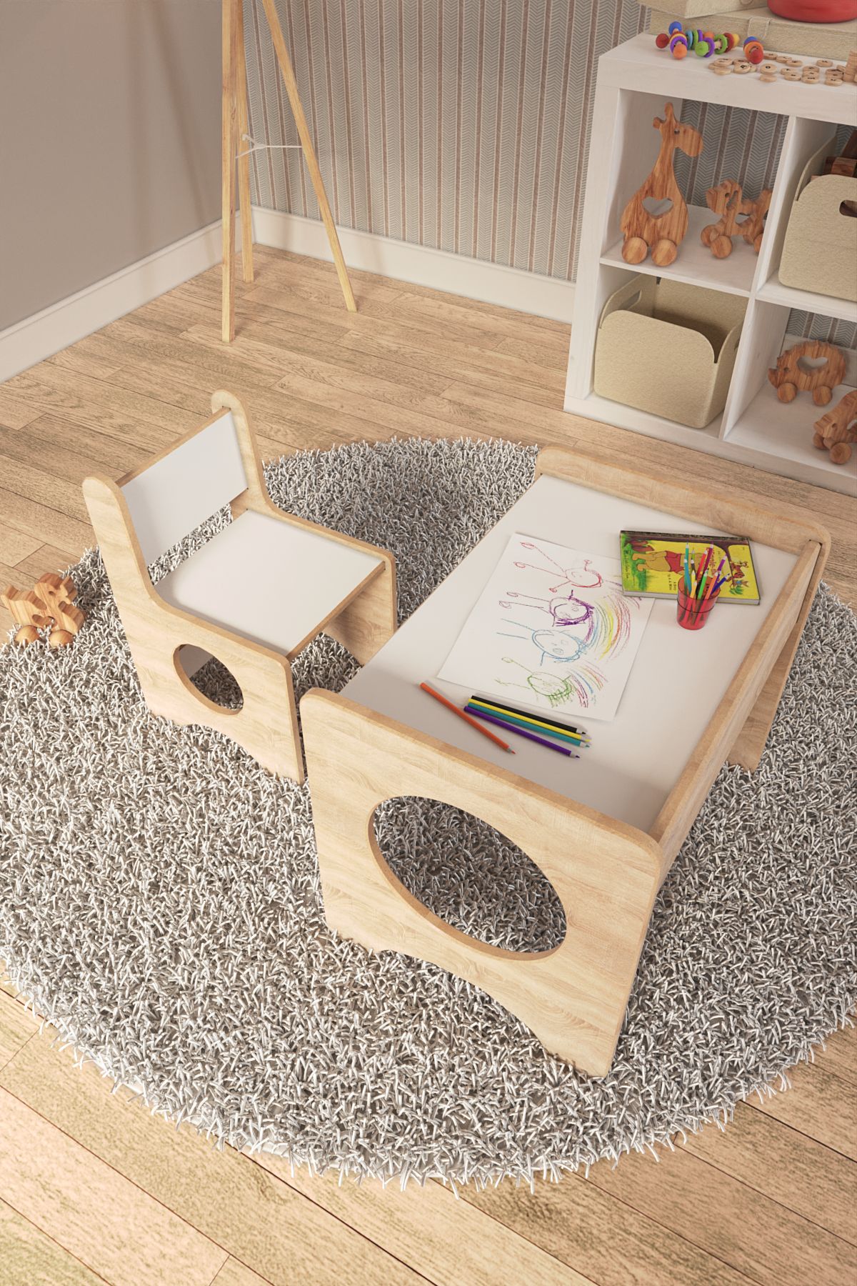  Montessori Çocuk Oyun & Aktivite & Çalışma Masa ve Sandalyesi - Sonoma