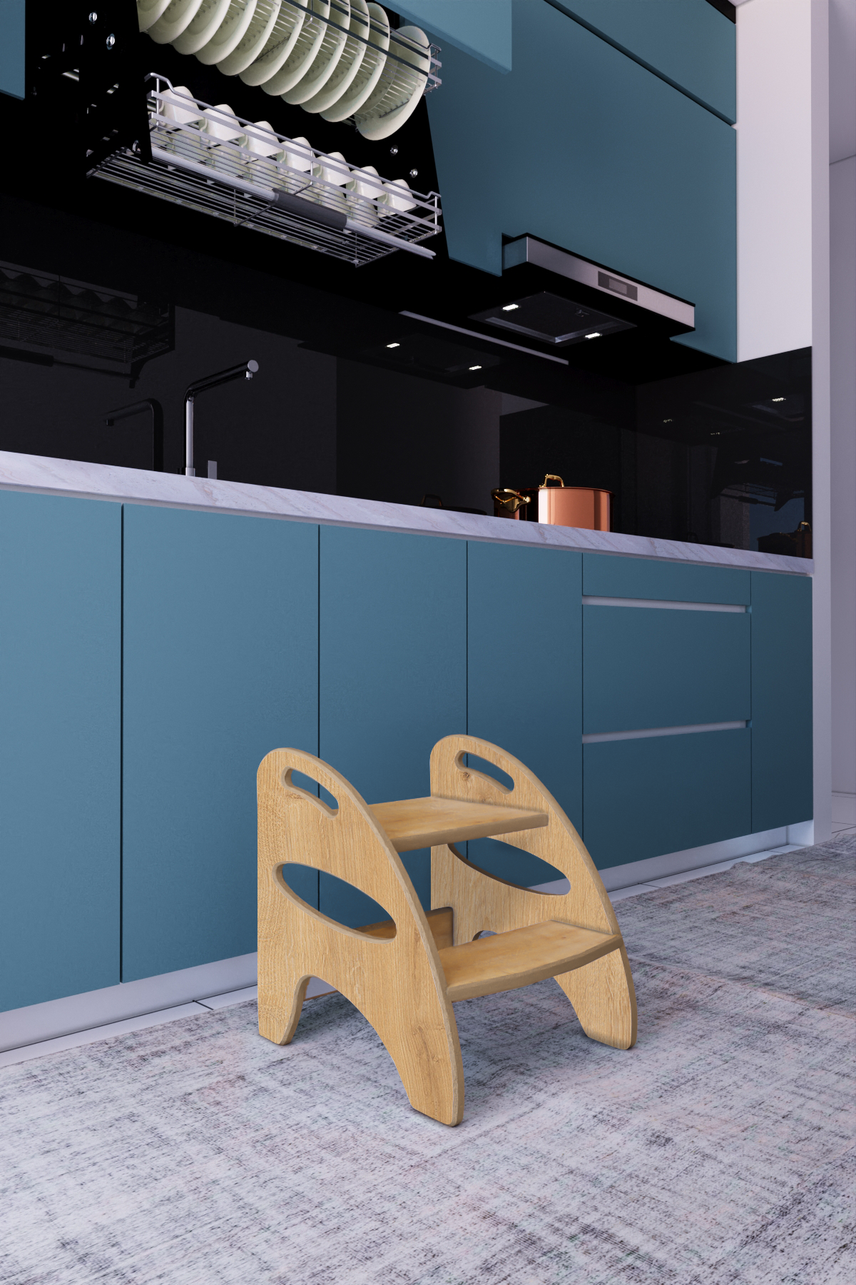 Montessori Basamak / Meşe - Beyaz