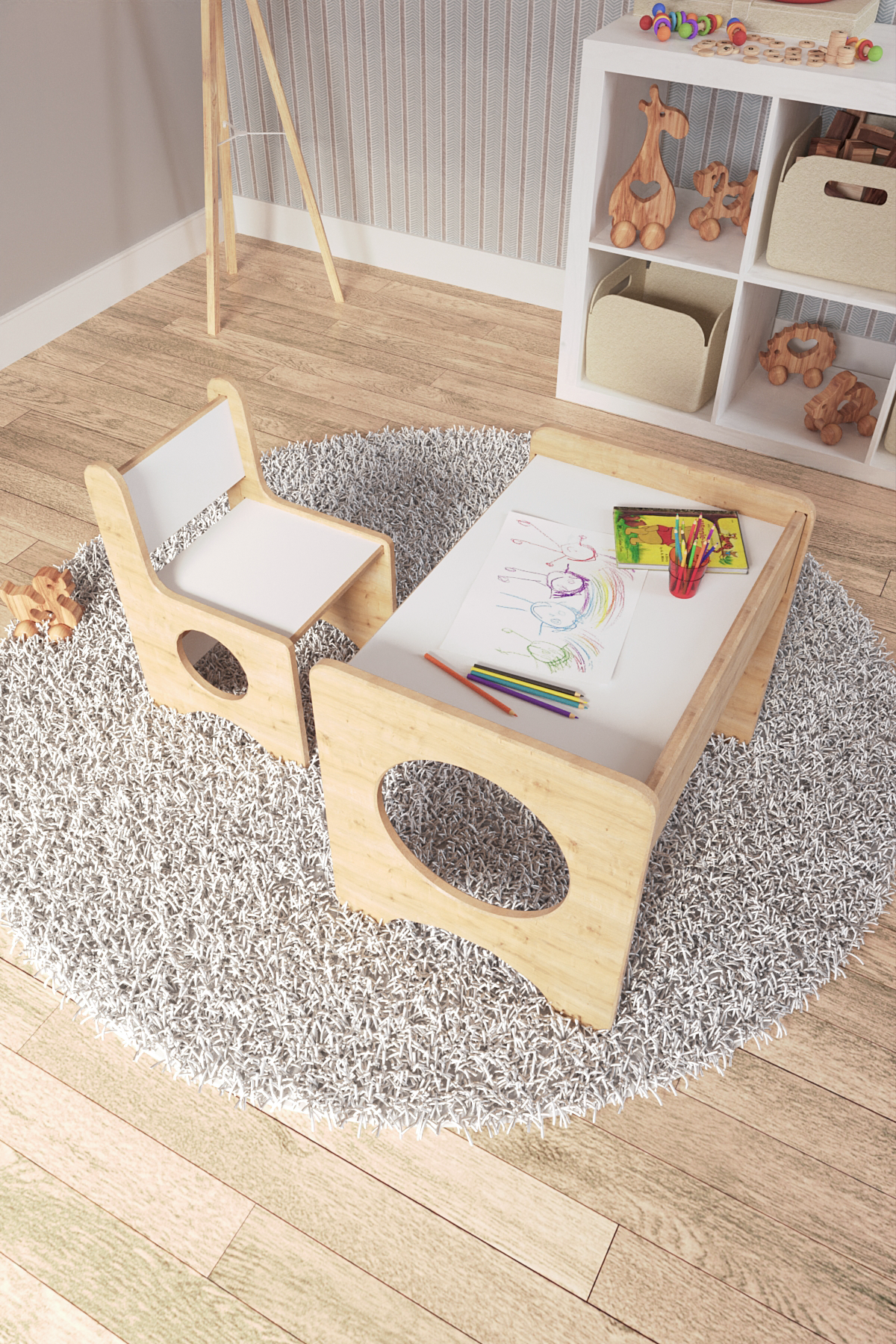Montessori Çocuk Oyun & Aktivite & Çalışma Masa ve Sandalyesi
