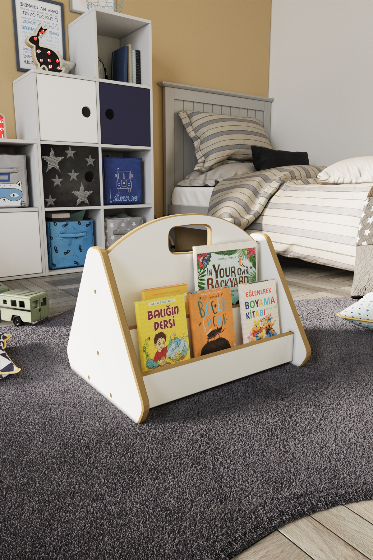 Montessori Mdf Çocuk Kitaplığı - Beyaz