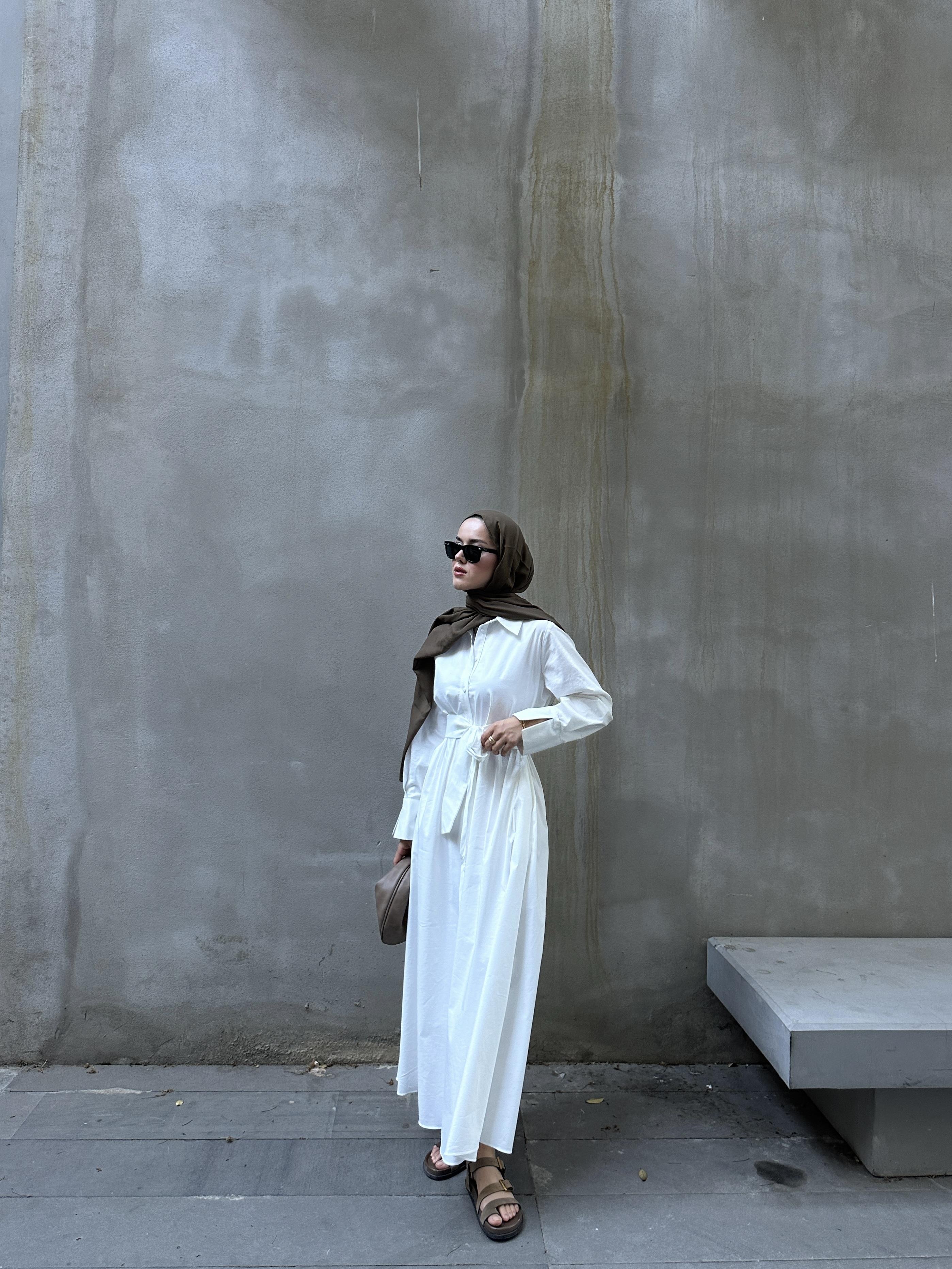 Ess Beyaz Kloş Elbise 