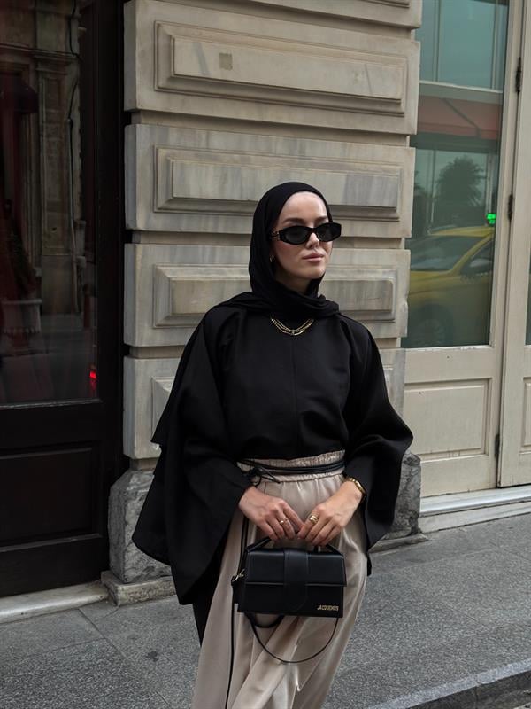 Eda Pelerin Tunik Siyah