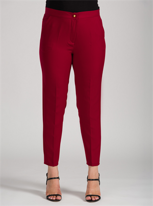 Bordo Bilek Paça Kumaş Pantolon