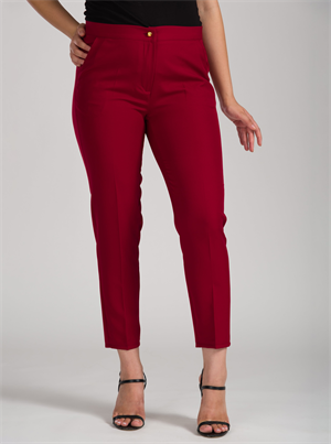 Bordo Bilek Paça Kumaş Pantolon