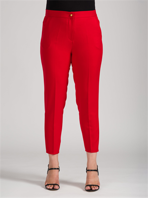 Kırmızı Bilek Paça Kumaş Pantolon