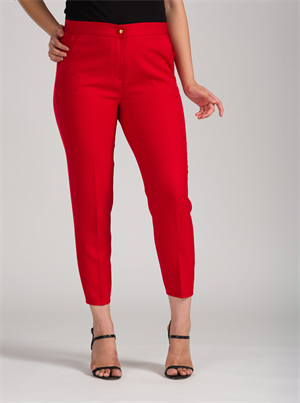 Kırmızı Bilek Paça Kumaş Pantolon
