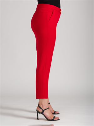 Kırmızı Bilek Paça Kumaş Pantolon