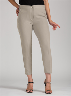 Krem Bilek Paça Kumaş Pantolon