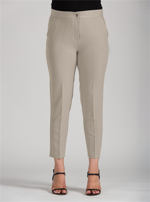 Krem Bilek Paça Kumaş Pantolon