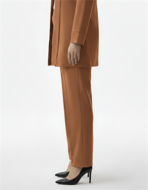 Sütlü Kahve Bol Paça Kumaş Pantolon