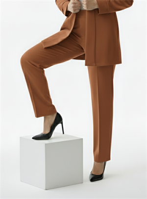 Sütlü Kahve Bol Paça Kumaş Pantolon