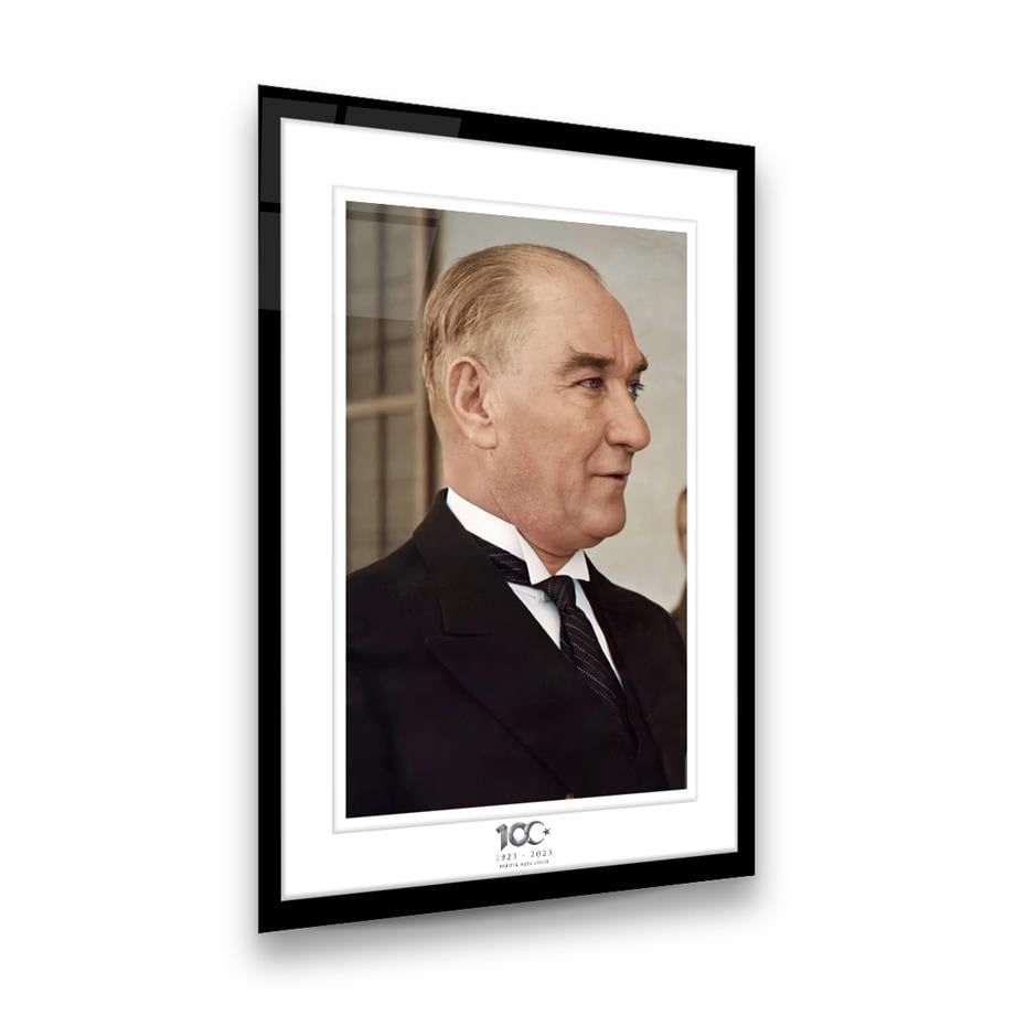 100. Yıl Özel Seri Atatürk Dikey Cam Tablo-Glass Art Concept