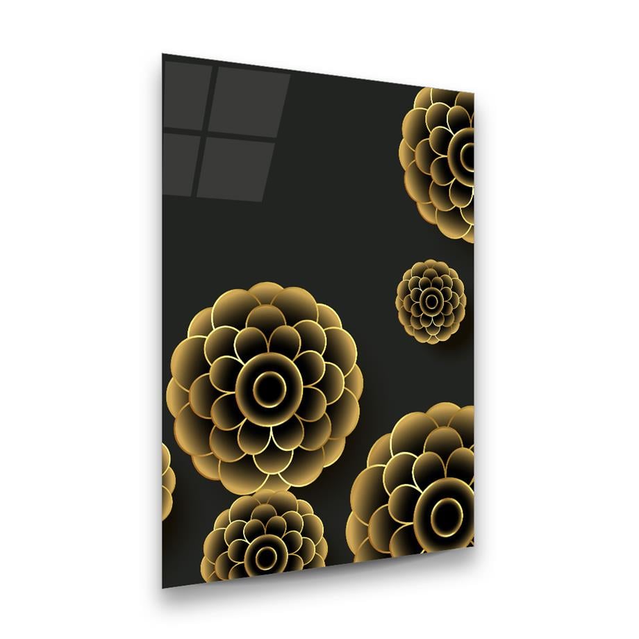 3 Boyutlu Vektör Çiçek Dikey Cam Tablo-Glass Art Concept
