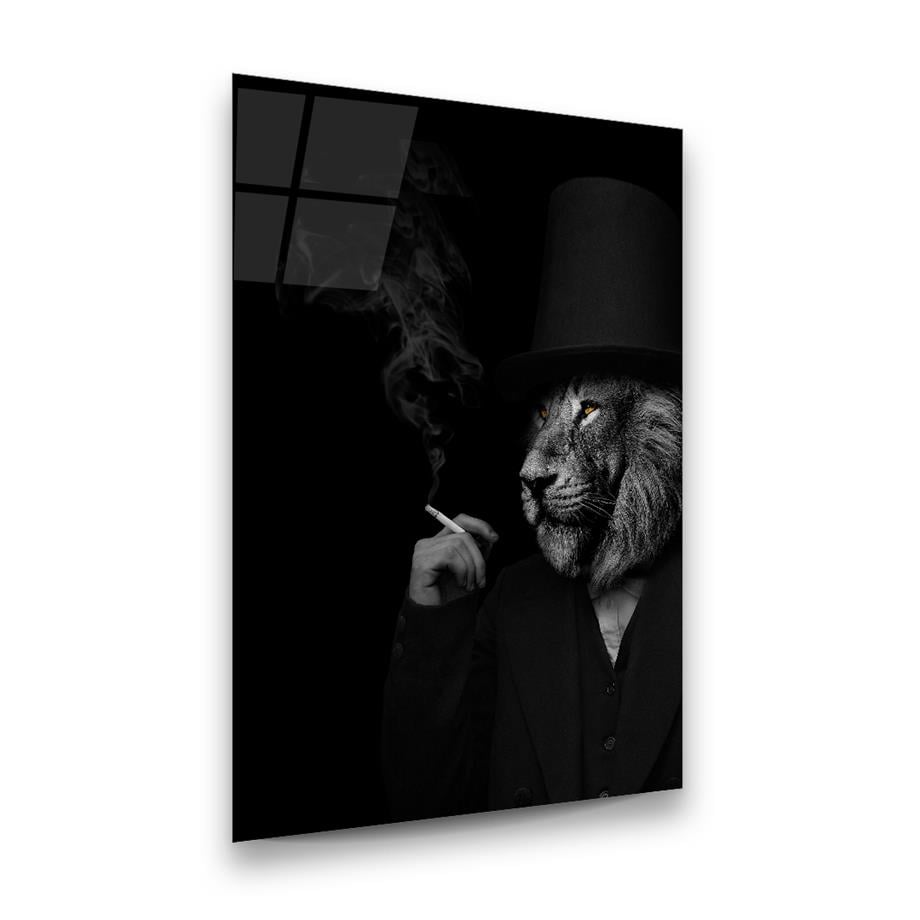 Aslan Adam Dikey Cam Tablo-Glass Art Concept