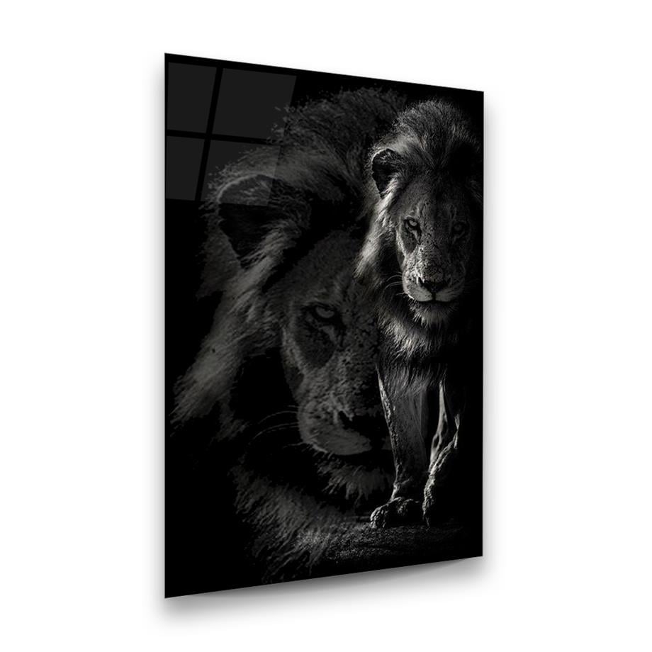 Aslan Dikey Cam Tablo-Glass Art Concept