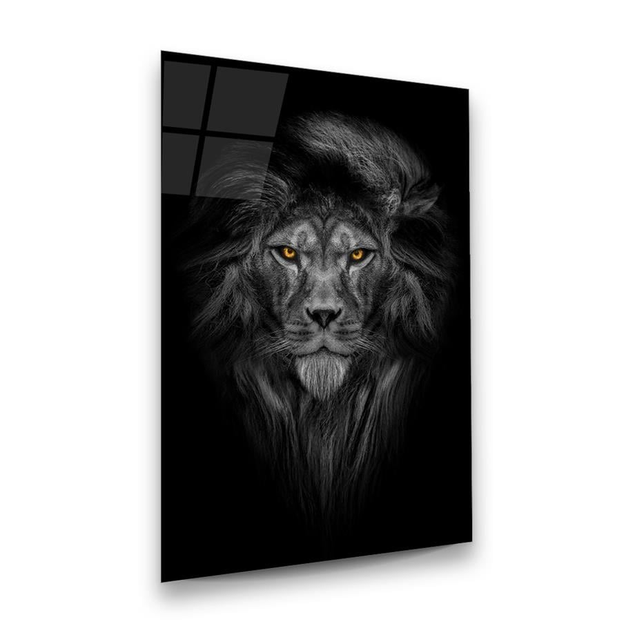 Aslan Dikey Cam Tablo-Glass Art Concept