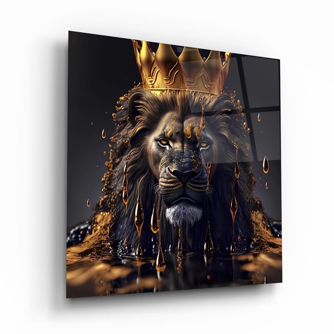 Aslan Kral 2 Kare Cam Tablo-Glass Art Concept