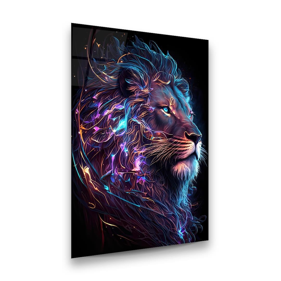 Aslan Manipülasyon 5 Dikey Cam Tablo-Glass Art Concept