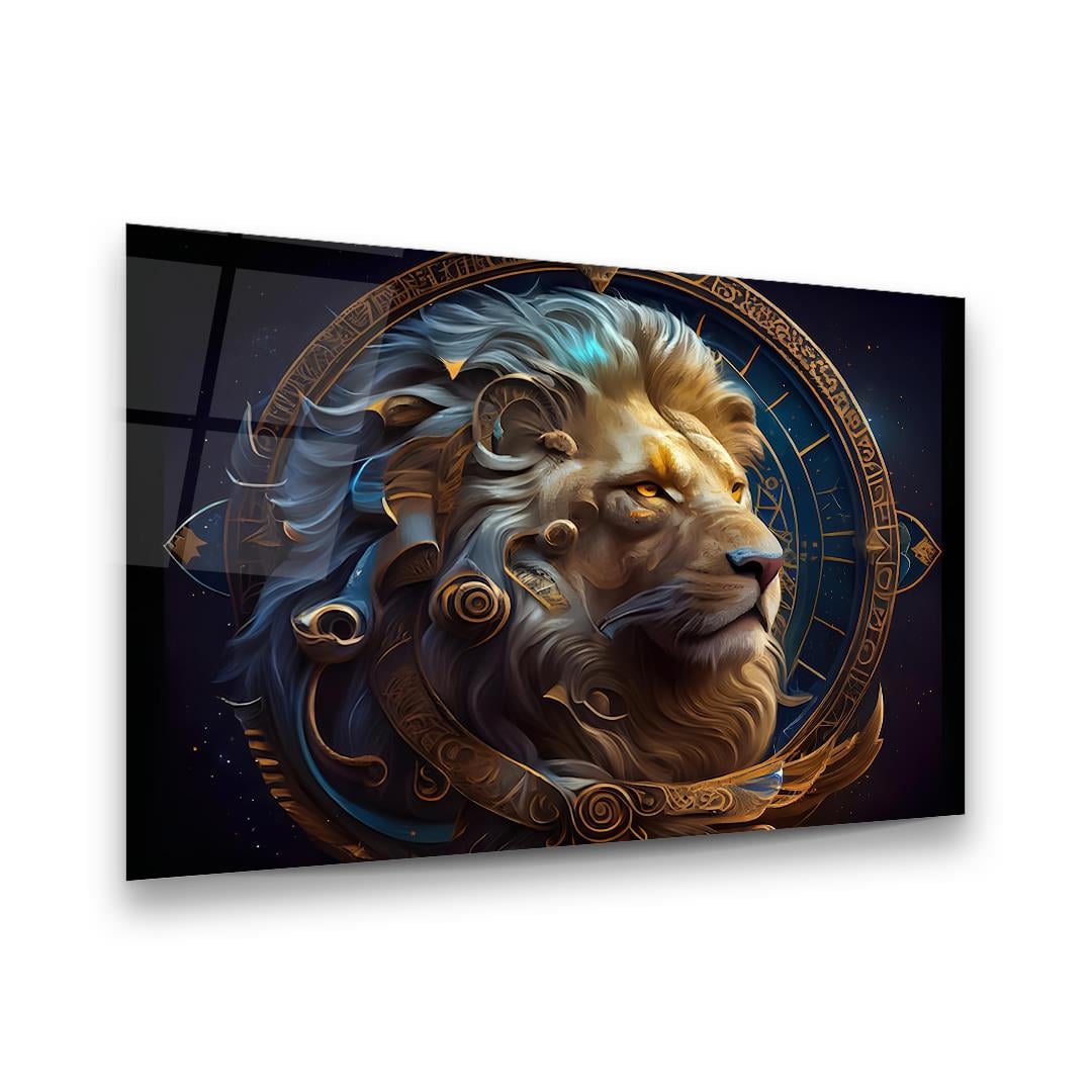 Aslan Manipülasyon Yatay Cam Tablo-Glass Art Concept