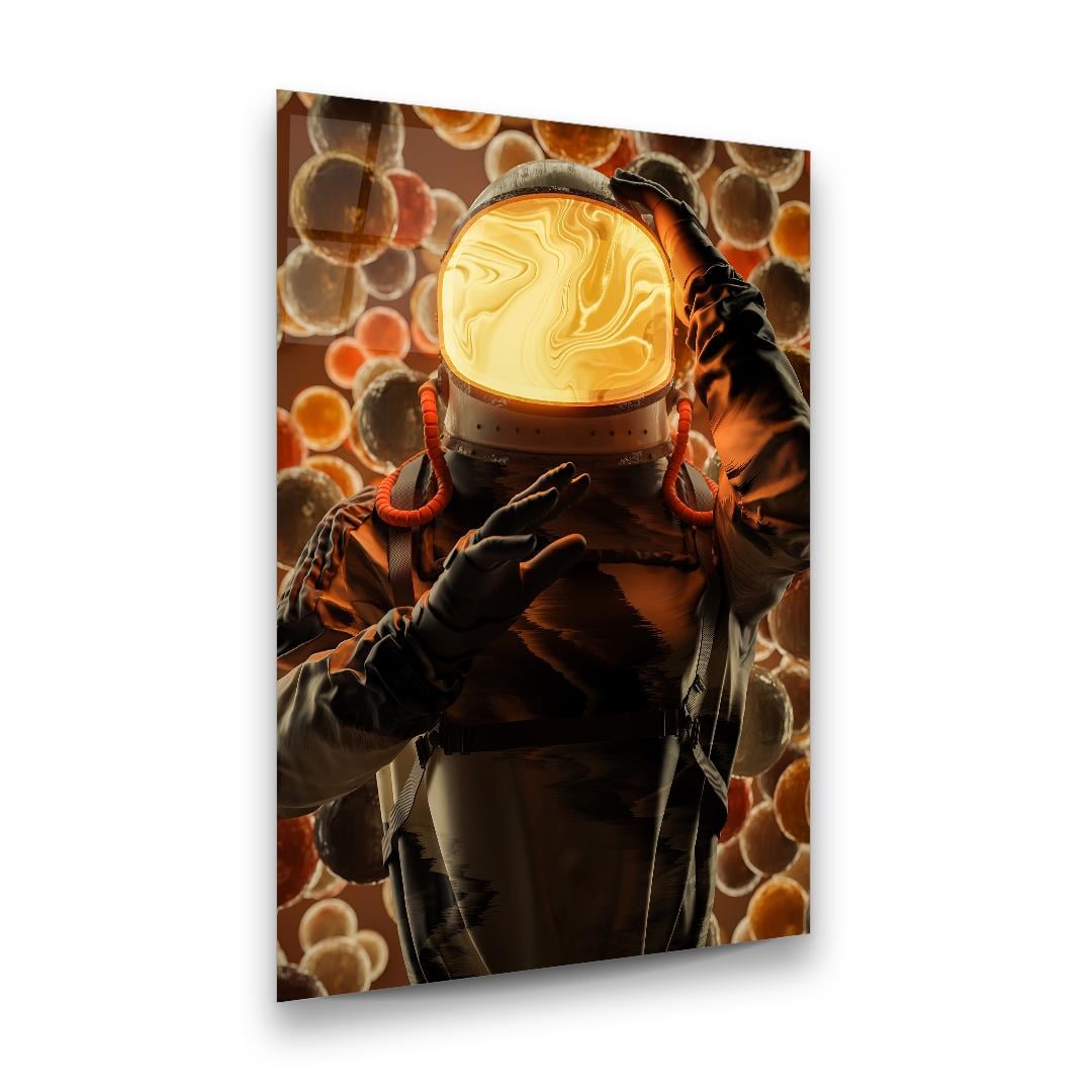 Astronot Dikey Cam Tablo-Glass Art Concept
