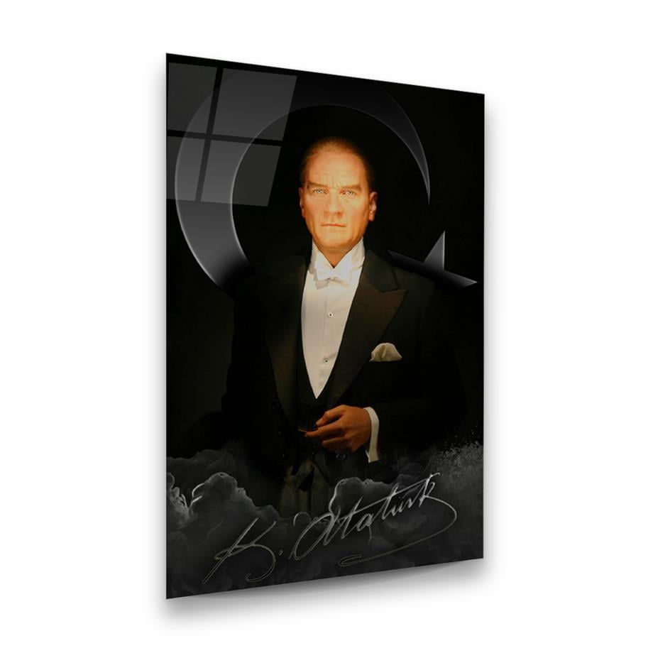 Atatürk Dikey Cam Tablo-Glass Art Concept