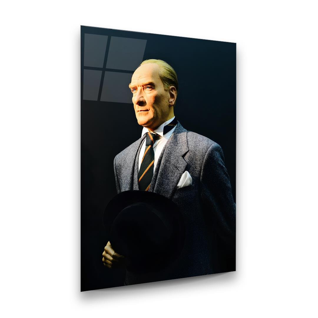 Atatürk Dikey Cam Tablo-Glass Art Concept