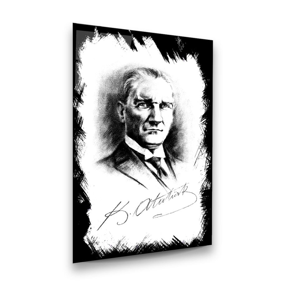Atatürk Dikey Cam Tablo-Glass Art Concept