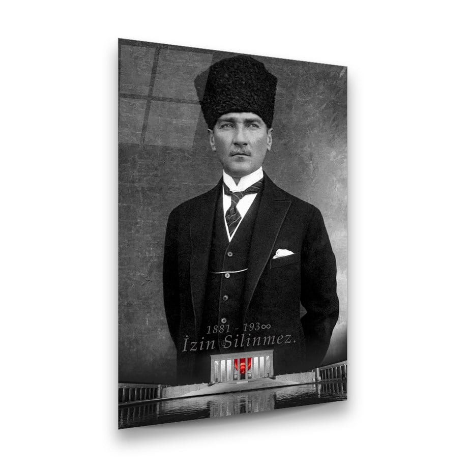 Atatürk Dikey Cam Tablo-Glass Art Concept