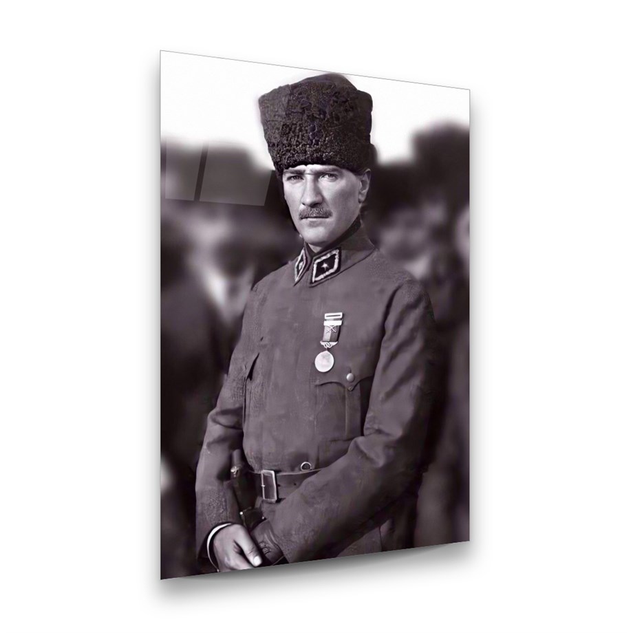 Atatürk Dikey Cam Tablo-Glass Art Concept