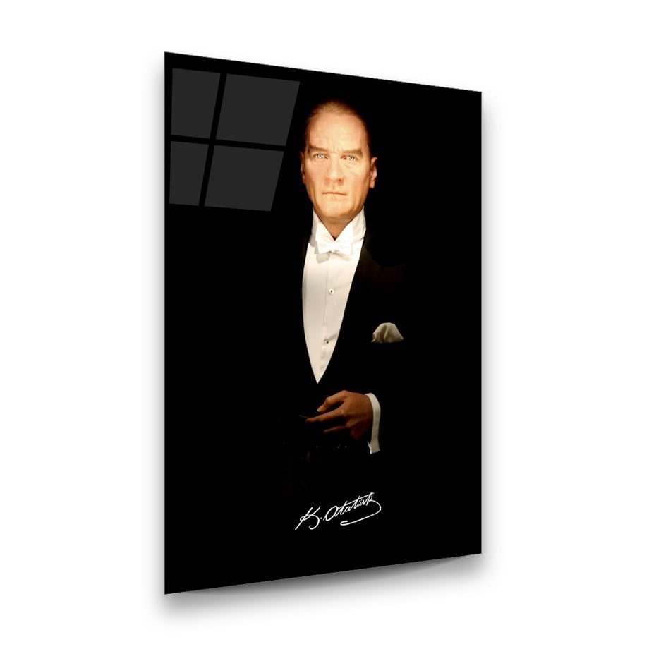 Atatürk Dikey Cam Tablo-Glass Art Concept