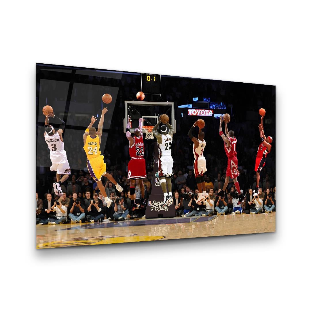 Basketbol Oyuncuları Yatay Cam Tablo-Glass Art Concept