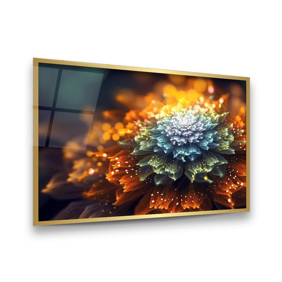 Çiçek Manipülasyon Yatay Cam Tablo-Glass Art Concept